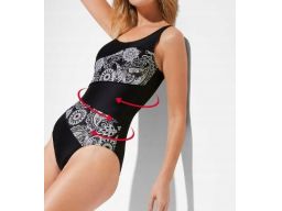 B.P.C kostium jednoczęściowy czarny ze wzorem modelujący r.42