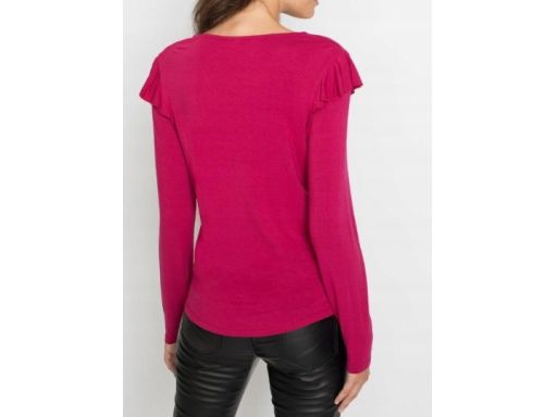 B.P.C malinowska bluzka z falbankami na ramionach ^36/38