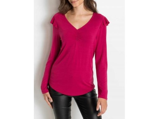 B.P.C malinowska bluzka z falbankami na ramionach ^36/38