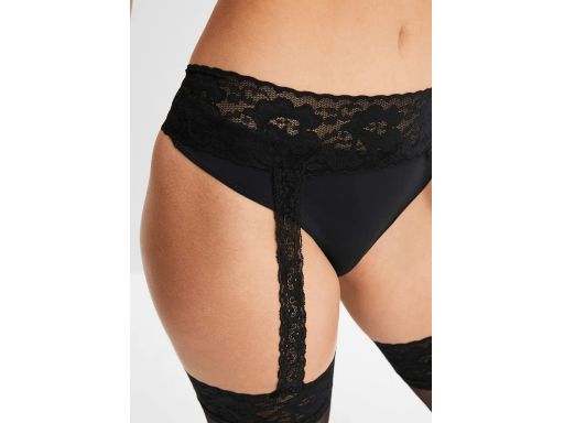 B.P.C czarne pończochy 20den z koronkowym pasem 48/50.