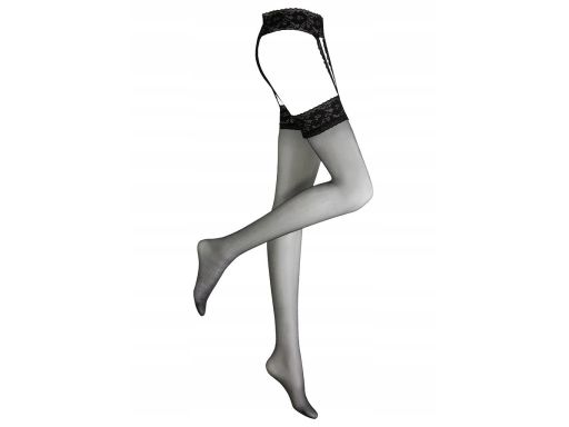B.P.C czarne pończochy 20den z koronkowym pasem 48/50.