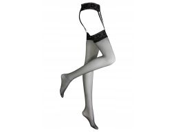 B.P.C czarne pończochy 20den z koronkowym pasem 48/50.