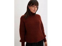 B.P.C sweter loose fit brązowy ze stójką r.44/46