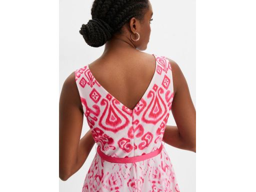 B.P.C biało-różowa sukienka z wiązanym paskiem ^44/46