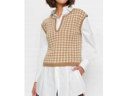 B.P.C kamizelka dzianinowa beżowa w pepitkę ^36/38