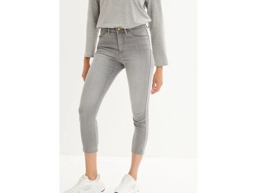 B.P.C jeansy 7/8 skinny szare z białym lampasem r.52