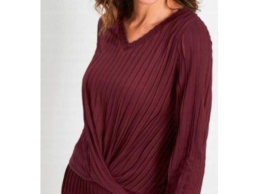 B.P.C bordowa bluzka prążkowana ze splotem 52/54.
