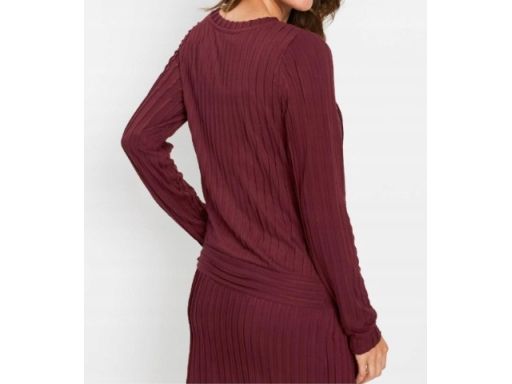 B.P.C bordowa bluzka prążkowana ze splotem 52/54.