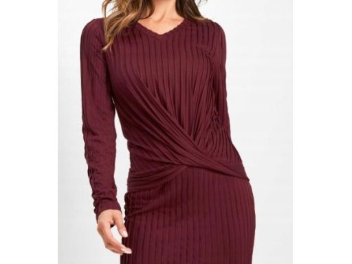 B.P.C bordowa bluzka prążkowana ze splotem 52/54.