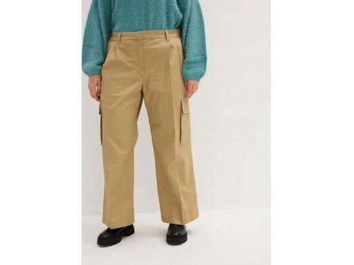 B.P.C spodnie damskie cargo beżowe szerokie nogawki r.48