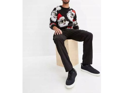 B.P.C sweter czarny męski świąteczny w mikołaje r.L
