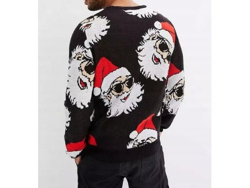 B.P.C sweter czarny męski świąteczny w mikołaje r.L