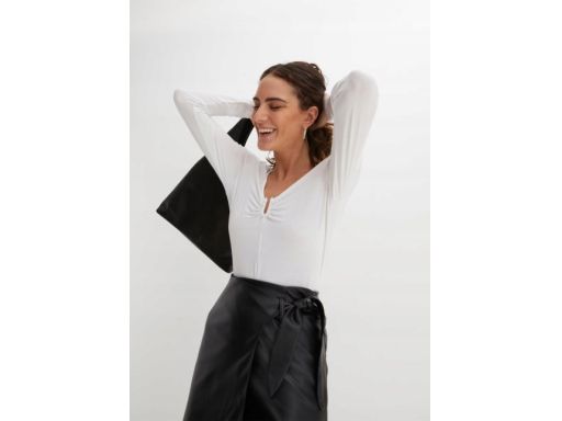 B.P.C biała bluzka z długim rękawem z aplikacją r.40/42