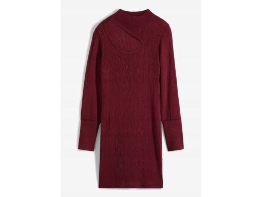 B.P.C sukienka dzianinowa bordowa z wycięciem 40/42.