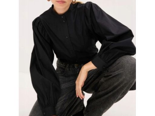 B.P.C bluzka koszulowa czarna ze stójką 52.