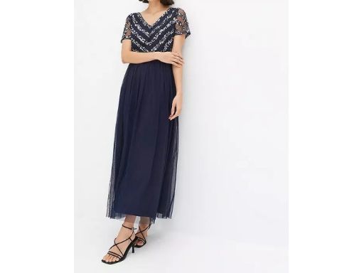 B.P.C sukienka wieczorowa granatowa tiulowa cekiny r.40