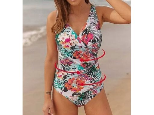 B.P.C kostium jednoczęściowy shape modelujący w kolorowe wzory r.46