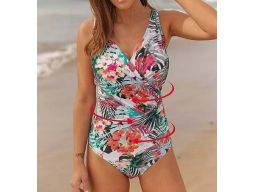 B.P.C kostium jednoczęściowy shape modelujący w kolorowe wzory r.46