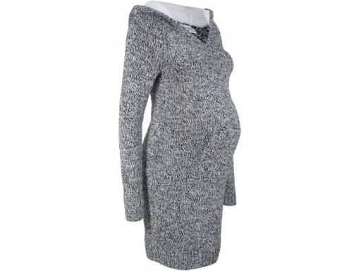 B.P.C dzianinowa ciążowa sukienka kaptur z misiem r.40/42