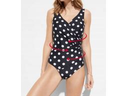 B.P.C kostium kąpielowy z efektem założenia kopertowego w groszki r.36
