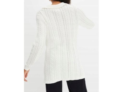 B.P.C sweter dzianinowy śmietankowy z kołnierzykiem r.48/50