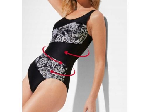 B.P.C kostium jednoczęściowy czarny ze wzorem modelujący r.38