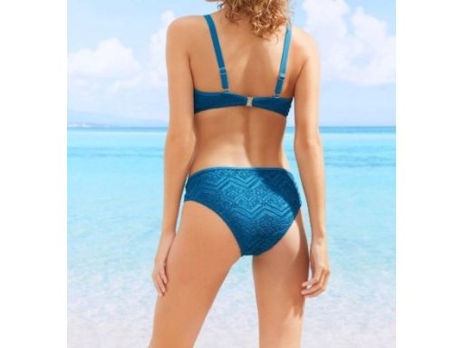 B.P.C kostium jednoczęściowy morski z ażurem i wycięciami 38.