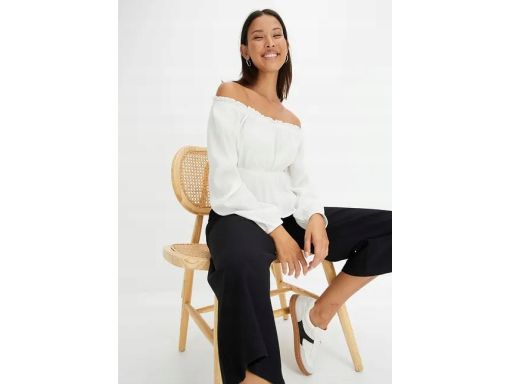 B.P.C bluzka carmen krepowana śmietankowa r.38