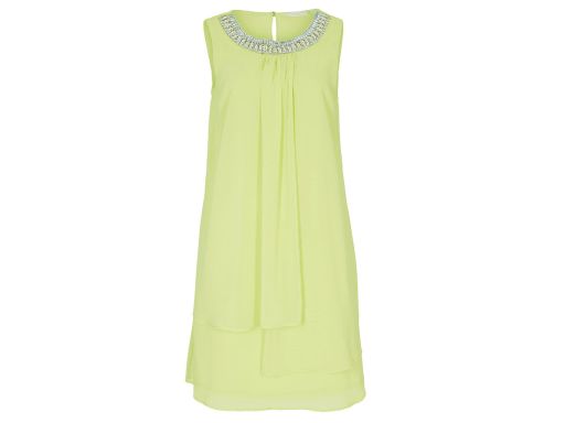 B.P.C sukienka szyfonowa z aplikacją Premium limonkowa ^40