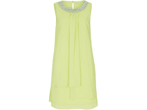 B.P.C sukienka szyfonowa z aplikacją Premium limonkowa ^40