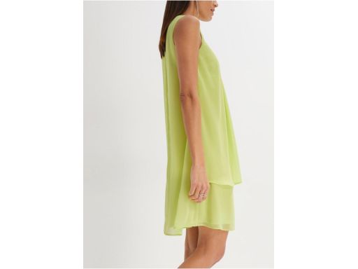 B.P.C sukienka szyfonowa z aplikacją Premium limonkowa ^40