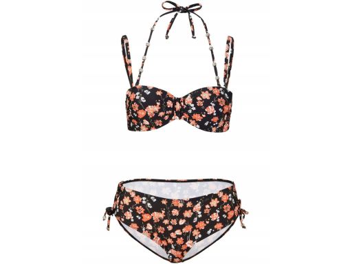 B.P.C czarne bikini w kwiatki usztywniane miseczki 38 75E