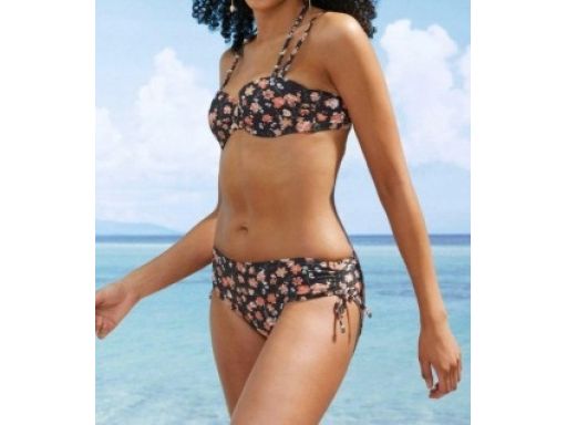 B.P.C czarne bikini w kwiatki usztywniane miseczki 38 75E