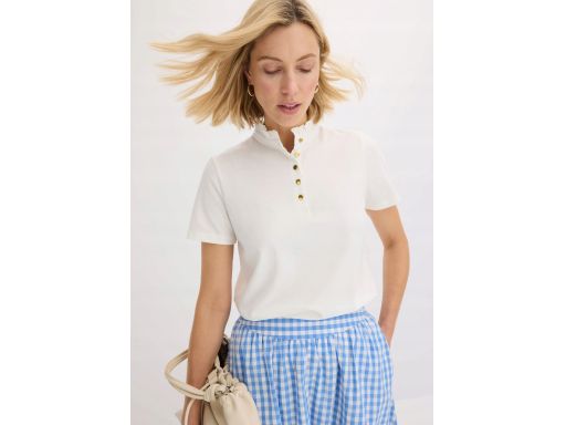 B.P.C t-shirt biały ze stójką z guzikami 48/50.