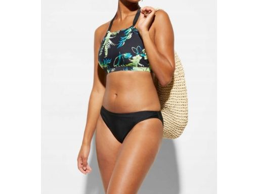 B.P.C czarne bikini biustonosz bustier w kwiaty 38.