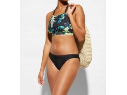 B.P.C czarne bikini biustonosz bustier w kwiaty 38.