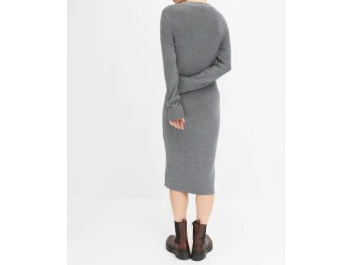B.P.C sukienka dzianinowa szara z guzikami midi r.40/42