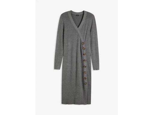 B.P.C sukienka dzianinowa szara z guzikami midi r.40/42