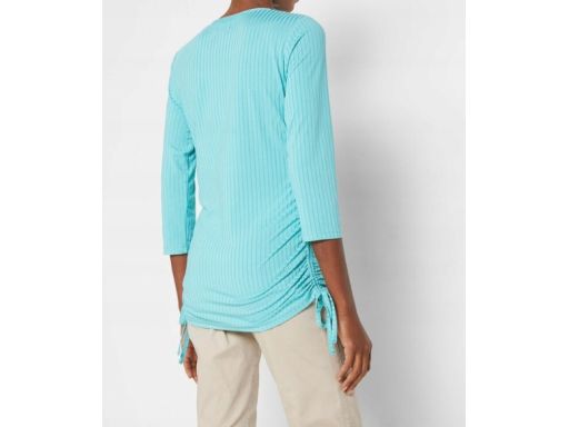 B.P.C bluzka niebieska prążkowana zmarszczeniem rękaw 3/4 ^48/50