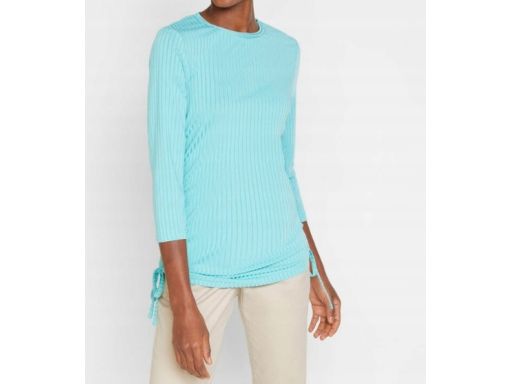 B.P.C bluzka niebieska prążkowana zmarszczeniem rękaw 3/4 ^48/50