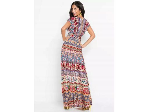 B.P.C długa sukienka kolorowa we wzory z wiązaniem ^36/38