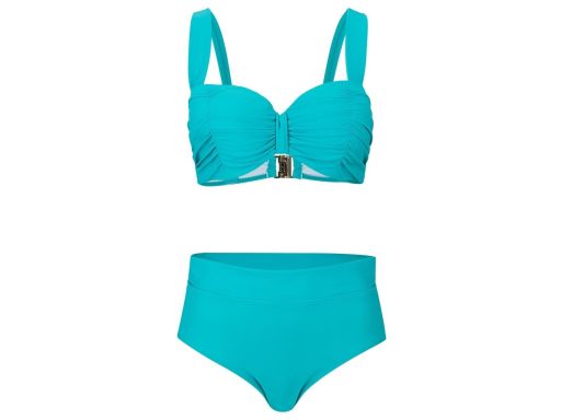 B.P.C turkusowe bikini na fiszbinach usztywniane marszczenia 54 (110D)