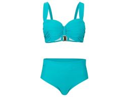 B.P.C turkusowe bikini na fiszbinach usztywniane marszczenia 54 (110D)