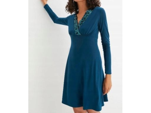 B.P.C sukienka z cekinami kolor morski r.36/38