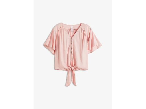 B.P.C różowa bluzka koszulowa krótka z przewiązaniem r.38