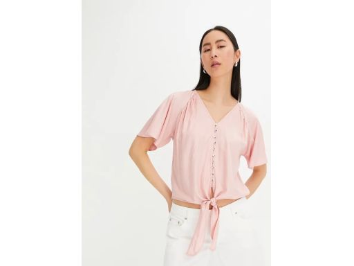 B.P.C różowa bluzka koszulowa krótka z przewiązaniem r.38