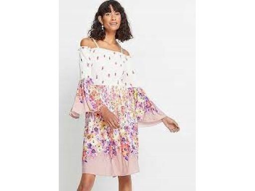 B.P.C Sukienka z szerokimi rękawami odkryte ramiona kolorowa ^40/42