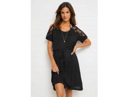 B.P.C sukienka tunika plażowa prześwitująca czarna z koronką ^36/8
