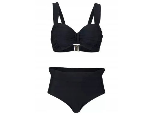 B.P.C bikini balkonetka czarne z marszczeniem z figami r.46(90D)