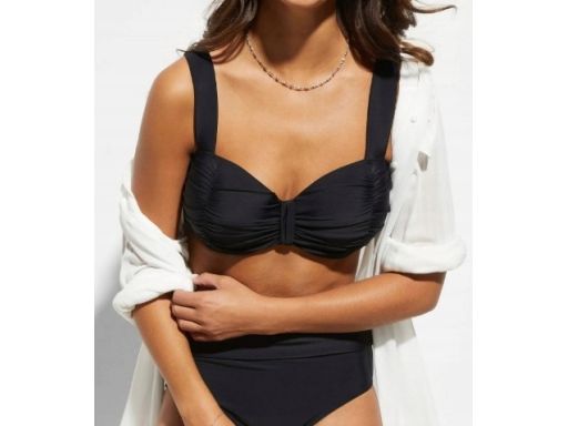 B.P.C bikini balkonetka czarne z marszczeniem z figami r.46(90D)